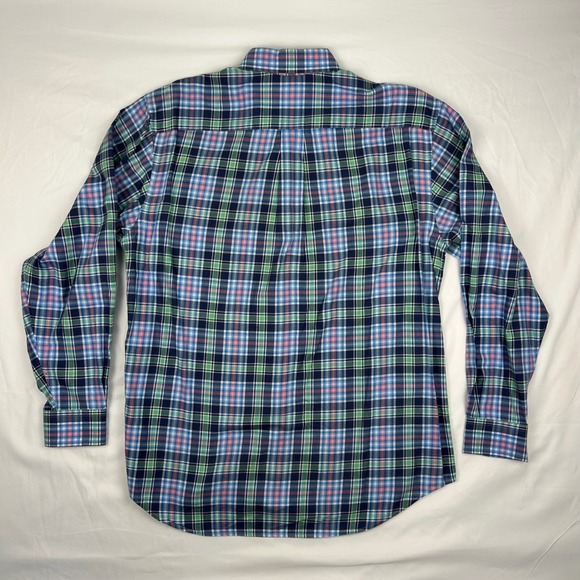 Vineyard Vines Murray Shirt Mens Medium Blue Green Pink Plaid Button Down Cotton - Picture 8 of 9